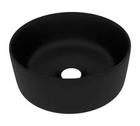 vidaXL Round Above Counter Sink - Modern Matt Black Ceramic Wash Basin Perfect for Bathroom, Washroom, Kitchen or Workplace
