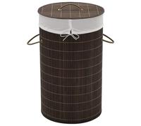 vidaXL Bamboo Laundry Bin Round Dark Brown Washing Clothes Storage Hamper