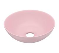 vidaXL Round Bathroom Sink, Contemporary Above Counter Design, Matt Pink Ceramic - Ideal for Bathroom, Kitchen, Garage or Workplace, Easy to Clean (Tap Not Included)
