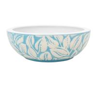 VidaXL Round Ceramic Countertop Basin in White and Blue - Handmade Wash Basin with Unique Patterns for Bathroom Décor.