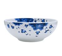 'vidaXL Round Ceramic Countertop Basin in White and Blue - Vintage Styled Handcrafted Bathroom and Washroom Sink