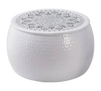 vidaXL Round Coffee Table Hammered White Ø 55 x 55 cm Aluminium, Vintage Round C
