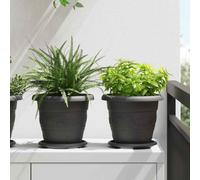 vidaXL Round Flower Pot 24 pcs Black Ã 22 x 18 cm Plastic