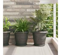 vidaXL Round Flower Pot 6 pcs Black Ã 30 x 25 cm Plastic