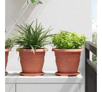 vidaXL Round Flower Pot 6 pcs Brick Red Ã 22 x 18 cm Plastic