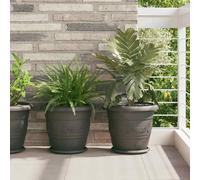 vidaXL Round Flower Tray 24 pcs Black Ø 23.5 x 2.5 cm Plastic