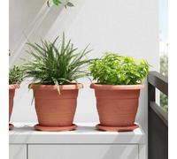 vidaXL Round Flower Tray 24 pcs Brick Red Ø 17.5 x 2 cm Plastic