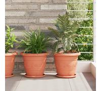 vidaXL Round Flower Tray 24 pcs Brick Red Ø 19 x 2 cm Plastic