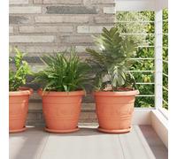 vidaXL Round Flower Tray 24 pcs Brick Red Ø 21.5 x 2.5 cm Plastic