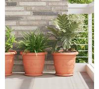 vidaXL Round Flower Tray 24 pcs Brick Red Ø 23.5 x 2.5 cm Plastic