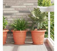 vidaXL Round Flower Tray 24 pcs Brick Red Ø 27 x 2.5 cm Plastic