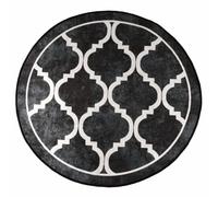 vidaXL Round Rug in Black and White Pattern - Soft Velvet Material, Anti-Slip Backing, Noise-Reducing, Machine Washable, Antibacterial, 120cm Diameter