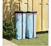 Rubbish Bag Holder 2pcs Black/Blue 28x28x85cm PP Collapsible 120L Capacity Set
