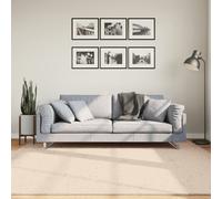 vidaXL Soft and Fluffy Beige Area Rug - Square 200x200cm Low Pile Floor Mat with Non-slip Backing - 100% Polyester, Machine Washable, Suitable for Underfloor Heating