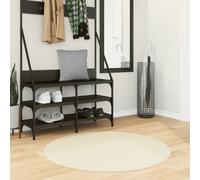 Round Rug Cream 100% Polyester Ø100cm Soft Short Pile Washable Non-Slip Machine.