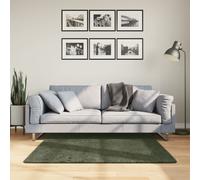 vidaXL Soft and Fluffy Short Pile Rug - Forest Green Area Carpet - Easy Clean, Machine Washable - 120x120cm Square Mat - Perfect for Living Room, Bedroom, Office