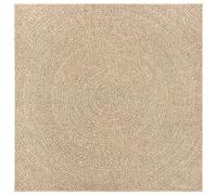 vidaXL Rug ZIZUR 240x240 cm - Brown Polypropylene Square Mat with Jute Look for Indoor/Outdoor, UV-Resistant, Easy to Clean