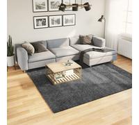 vidaXL Rug OVIEDO Short Pile - 240x240 cm Square Polyester Area Rug, Anthracite, Super Soft Texture, Easy-Clean, Compatible with Underfloor Heating