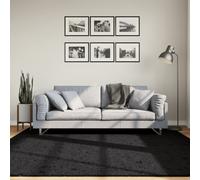 vidaXL OVIEDO Short Pile Rug - 200x200 cm Square Polyester Area Rug for Living Room/Bedroom/Office, Black, Soft Texture, Easy Clean, Underfloor Heating Compatible