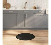 vidaXL Rug Floor Mat Area Rug Kitchen Hallway Carpet Runner Round Black Bamboo