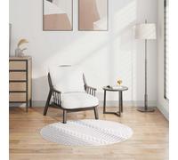 vidaXL Rug Washable Õ120 cm Black and White Anti Slip Decor Floor Carpet Mat