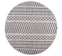 vidaXL Rug Washable φ120 cm Black and White Anti Slip Decor Floor Carpet Mat