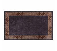 vidaXL Black and Gold Lounge Area Rug: Soft Velvet Bohemian Styled Anti-slip Backing, Noise Reducing Rectangular Low Pile Floor Mat - 120x180 cm