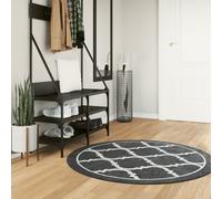 vidaXL Round Rug Black & White Pattern – Soft Velvet, Machine-Washable, Anti-Slip, 120 cm