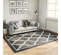 Runner Rug Black/Dark Grey, 160x230cm Polyester Low Pile PVC Anti-Slip Washable