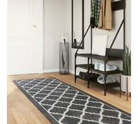 vidaXL Rug Washable Black and White 80x300 cm Anti Slip