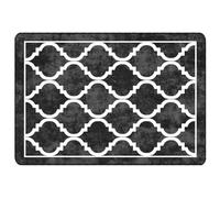 vidaXL Rug, Washable Soft Velvet Rectangular Carpet Anti-Slip Black and White Flooring Mat, Sound Absorbing, Modern Pattern, Ideal for Home Decor