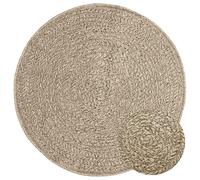 vidaXL Rug ZIZUR Beige Ø 90 cm Jute Look Indoor and Outdoor