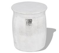 vidaXL Rustic Aluminium Stool/Side Table - Silver, Handmade Hammered Detail, Versatile Decor Piece for Multiple Spaces