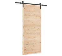 vidaXL Rustic Brown Sliding Door Made of Solid Pine Wood with Steel Components 80 x 208 cm Soft Mechanism for Indoor Use Easy to Assemble with 2 People Perfect for