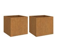 vidaXL Rusty Corten Steel Planters - Durable and Weather-resistant Outdoor Plant Stands for Gardens, Patios and Balconies, Rectangular Shaped - Set of 2