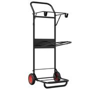 vidaXL Saddle Trolley Foldable Tack Cart Storage Hand Truck Dolly Black Steel