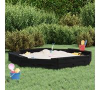 vidaXL Sandbox with Seats Black Octagon Solid Wood Pine