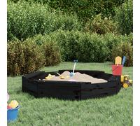 vidaXL Sandbox with Seats Black Octagon Solid Wood Pine