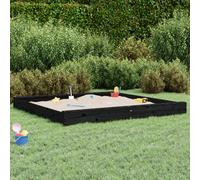 vidaXL Sandbox with Seats Black Square Solid Wood Pine