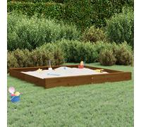 'vidaXL Outdoor Sandbox with Seats, Built-in Bottomless Design, Solid Pine Wood Construction in Honey Brown, Ideal for Children's Sensory Play