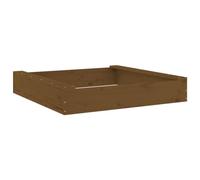 vidaXL Sandbox with Seats, Sandpit for Kids Children Fun Play, Sand Play Tray for Outdoor Garden, Beach Toy, Honey Brown Square Solid Wood Pine