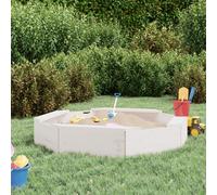 vidaXL Sandbox with Seats White Octagon Solid Wood Pine