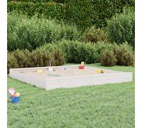vidaXL Sandbox with Seats White Square Solid Wood Pine, White