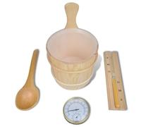 vidaXL Sauna Accessory 5 Piece Home Garden Pool Spa Sauna Bath Accessory for Sauna Heater Set Bucket Spoon Hourglass Thermo-hygrometer
