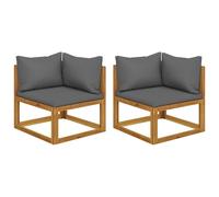 Sectional Corner Sofas Couch 2 pcs with Cushions Solid Wood Acacia vidaXL