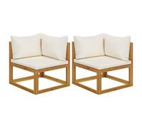 (cream, corner sofa) vidaXL Sofa Set Outdoor Wooden Lounge Set with Cushions Solid Wood Acacia