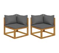 (dark grey, corner sofa) vidaXL Sofa Set Outdoor Wooden Lounge Set with Cushions Solid Wood Acacia