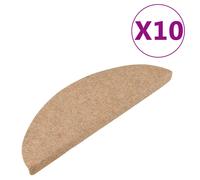 Stair Mats Beige Needle Felt 95%PES 56x17x3cm Self-Adhesive 10pcs Grip Washable