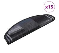 vidaXL Self-adhesive Stair Mats 15 pcs Black and Grey 65x21x4 cm