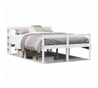 vidaXL Senior Bed with Headboard Bed Frame White 150x200 cm Solid Wood Pine